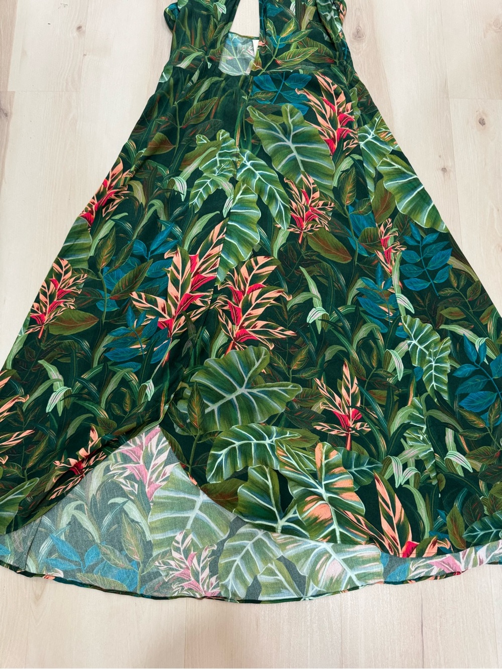 FARM Rio Anthropologie Foliage Jungle Green Cut Out Halter Cover-Up Midi Dress M - Picture 5 of 14